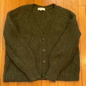 Sezane Dark Green Cardigan Sweater